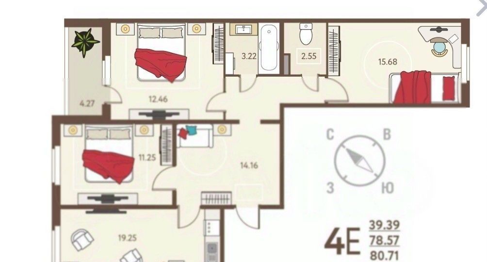 квартира г Курск р-н Сеймский ул Энгельса 115/2 фото 1