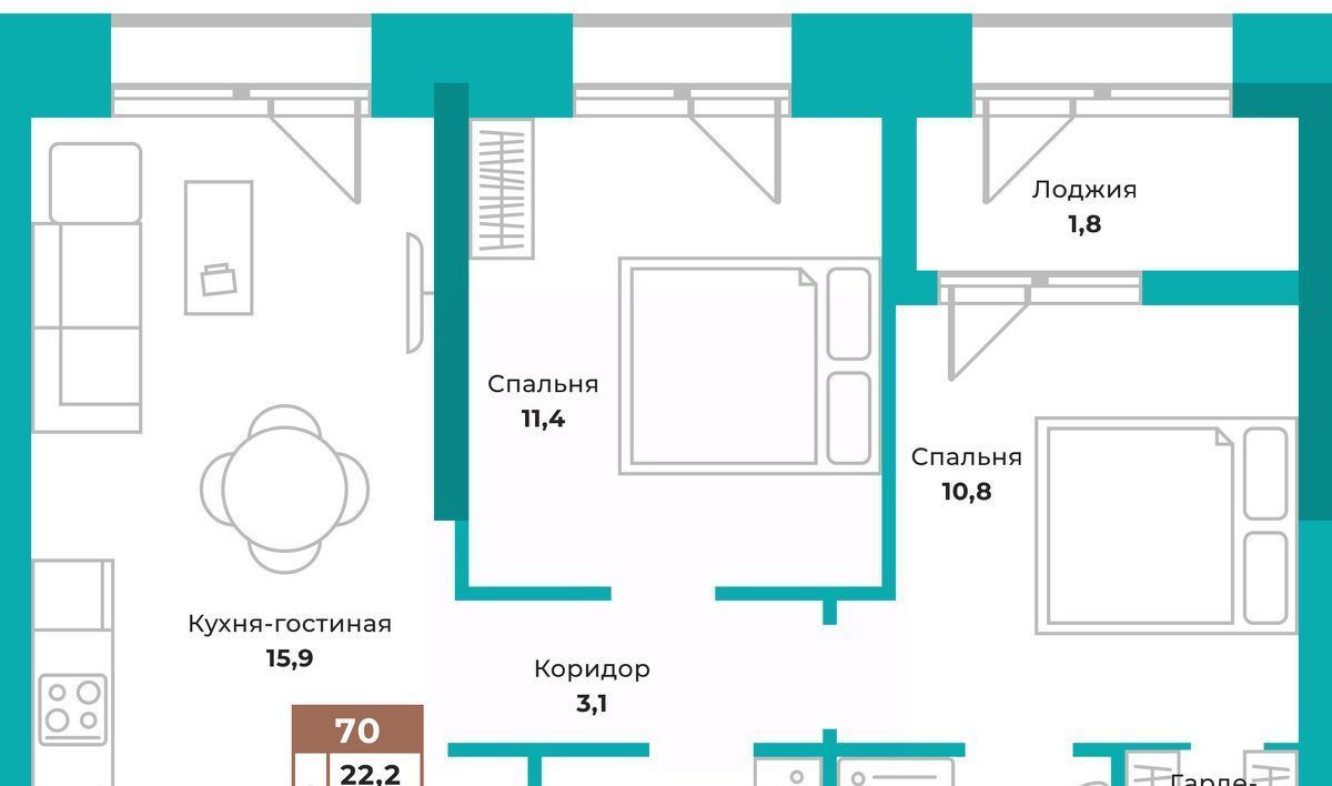 квартира г Симферополь р-н Киевский ул Воровского 32 фото 1