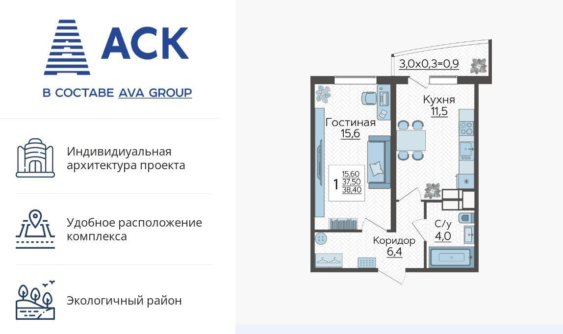 квартира г Краснодар р-н Прикубанский ул Садовое кольцо 3 ЖК «Зеленодар» фото 1