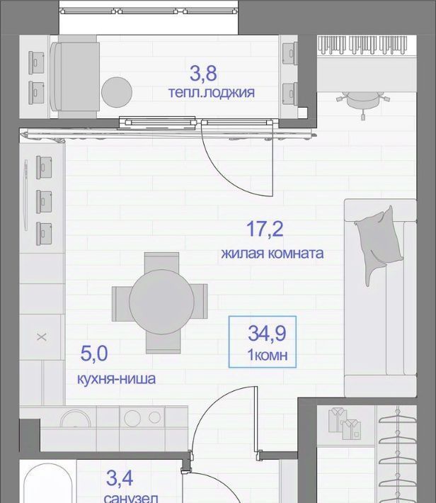 квартира г Красноярск р-н Кировский ул Кутузова 2 фото 2