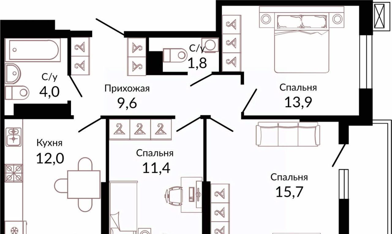 квартира г Краснодар р-н Прикубанский ЖК «Отражение» фото 1