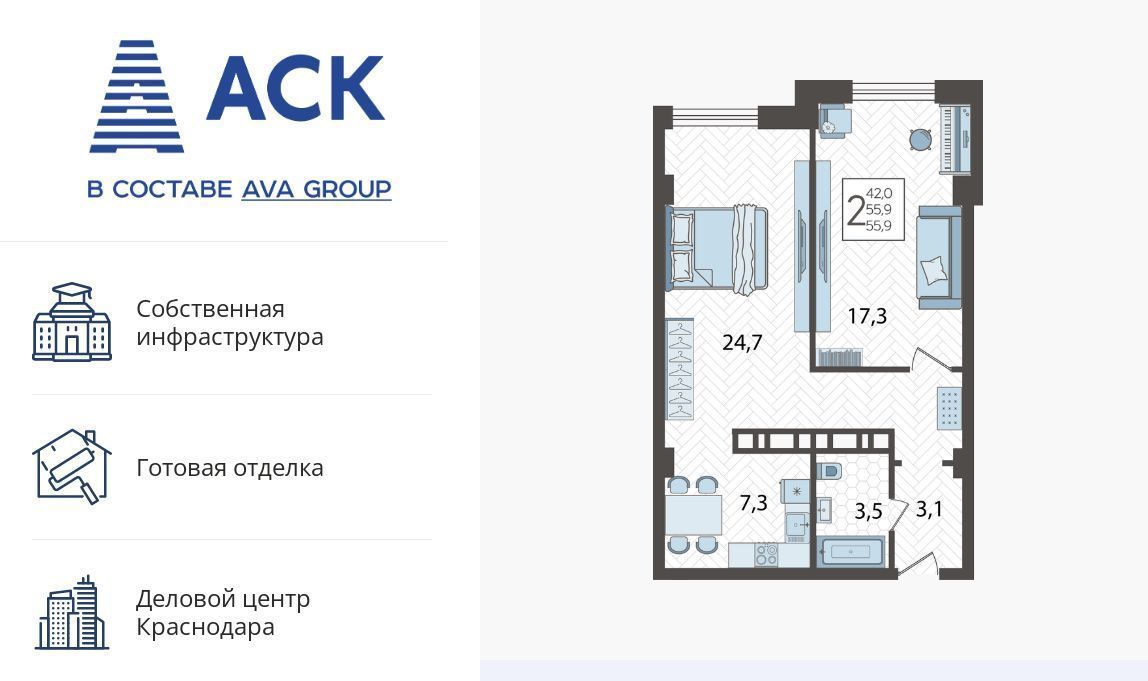 квартира г Краснодар р-н Карасунский ул Уральская 75/6 фото 1