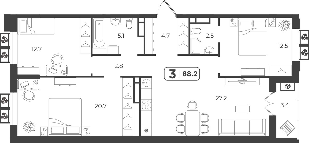 квартира г Тюмень ул Холодильная 31к/1 фото 11