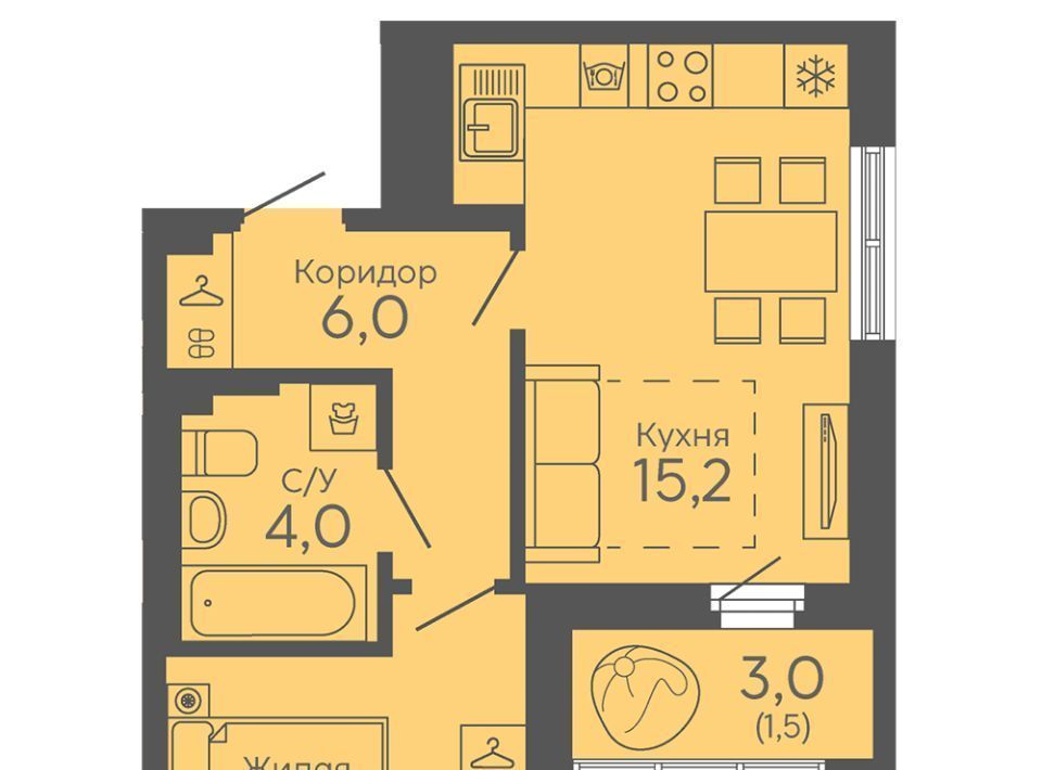 квартира г Екатеринбург микрорайон Новокольцовский Ботаническая фото 1