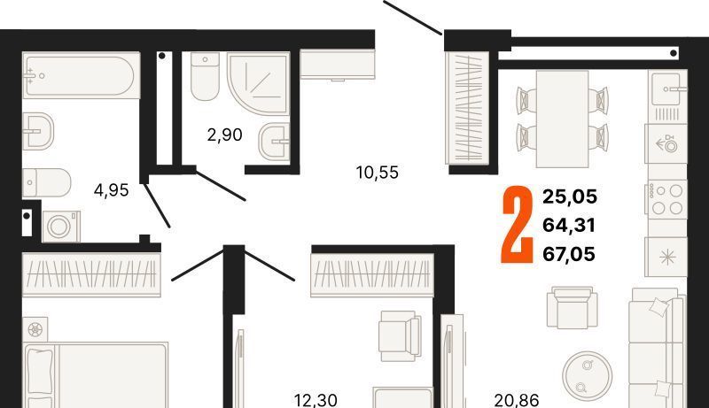 квартира г Екатеринбург Динамо ул Владимира Высоцкого 7/4 фото 1