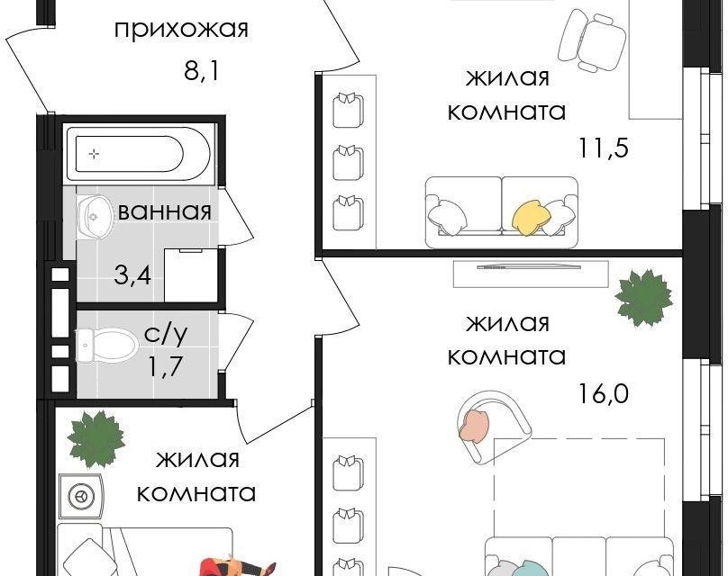 квартира г Пермь ул Лифанова 38 городской округ Пермь фото 1