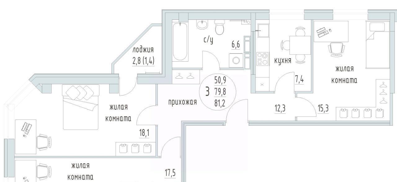 квартира г Пермь р-н Мотовилихинский б-р Гагарина 32б фото 1