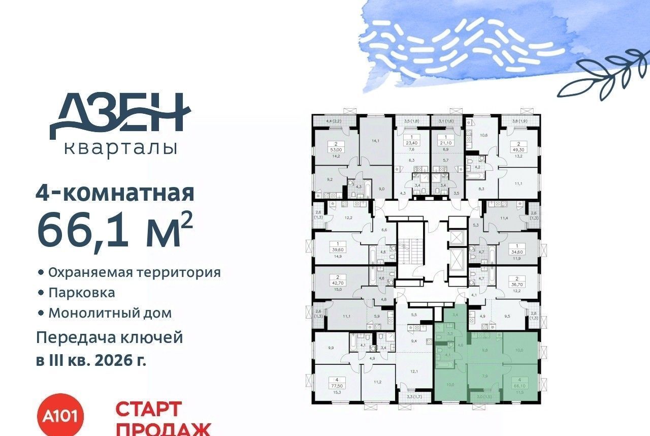 квартира г Москва п Сосенское ТиНАО ЖР «Дзен-кварталы» Новомосковский фото 2